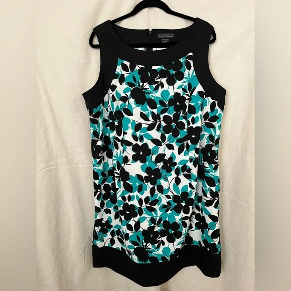 Jessica Howard Dress - Floral Print - Teal, Black and White - size 18W - Picture 1 of 15